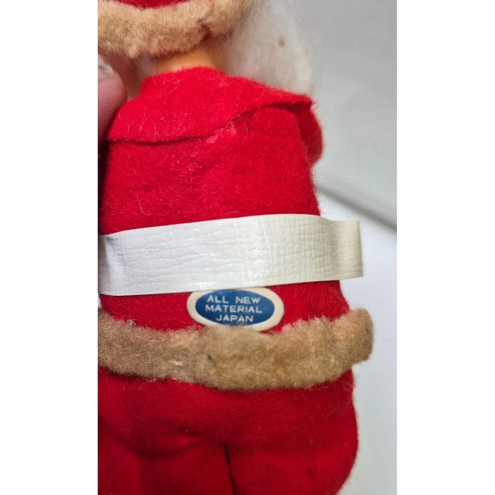 Vintage Rubber Face Felt Santa Elf Christmas Ornaments Lot of 3 Japan Retro MCM